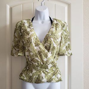 Miami Palm Leaves Wrap Top with Belt